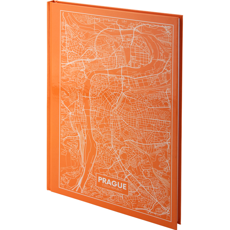 Книга записна Axent Maps Prague 8422-542-A, A4, 210x295 мм, 96 аркушів, клітинка, тверда обкладинка, персиковий